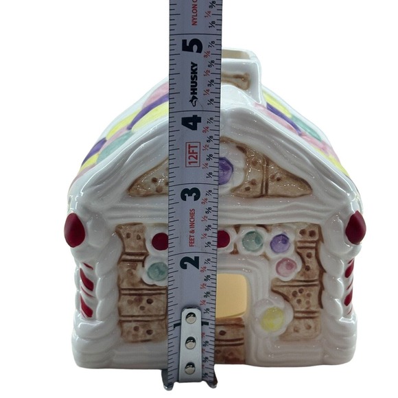 JASCO Candle Holder Gingerbread House Handpainted Ceramic Candy Cottage Vintage - Picture 3 of 15